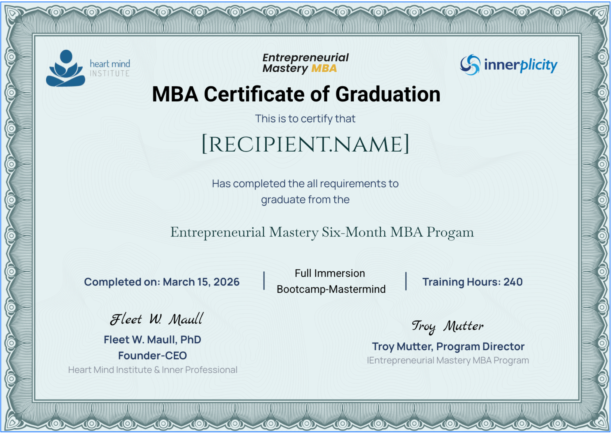 Owner-Operator to CEO Accelerator certificate of completion